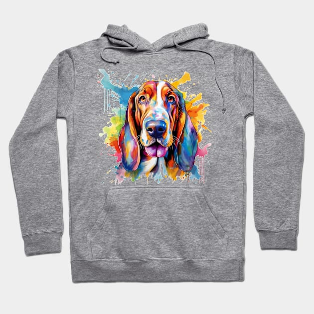 Basset Hound Splash AI Art Hoodie by CunninghamWatercolors